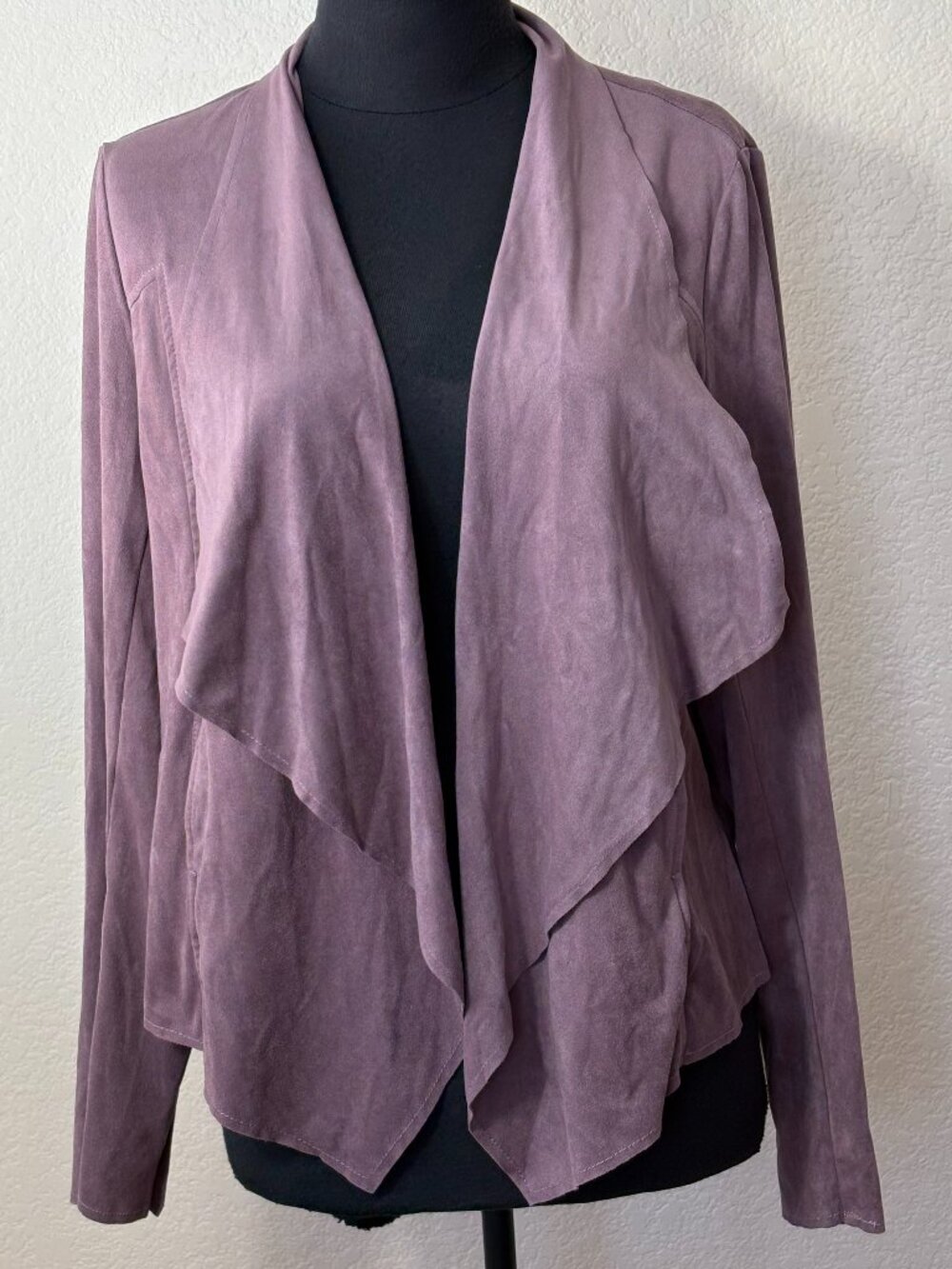 KUT From The Kloth Mauve Faux Suede Waterfall Jacket L